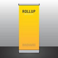 Realistic 3D vertical roll up banner stand template design. Realistic advertising billboard banners. vector