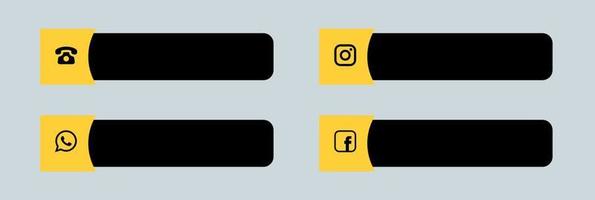 Popular social media and contact lower third icon set. vector