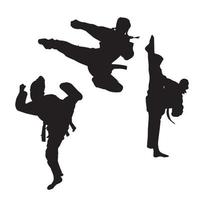 silueta de karate de arte marcial femenino vector