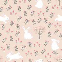 Easter seamless pattern with white rabbits on springtime,design for wallpaper,fashion,fabric,textile,kid product and all print vector