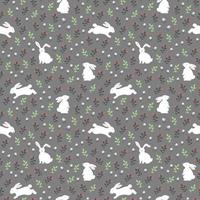 Easter seamless pattern with white rabbits on gray background,design for wallpaper,fashion,fabric,textile,kid product and all print vector