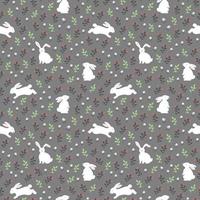 patrón transparente de pascua con conejos blancos sobre fondo gris, diseño para papel tapiz, moda, tela, textil, productos para niños y todo tipo de impresión vector