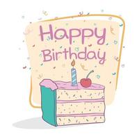 birthday slice cake with colorful decoration vector