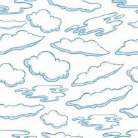 seamless pattern of doodle clouds on white background vector