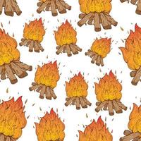 seamless pattern campfire with colored hand drawn style vector