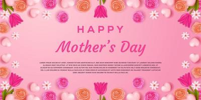 fondo de ilustración de feliz día de la madre con flores vector