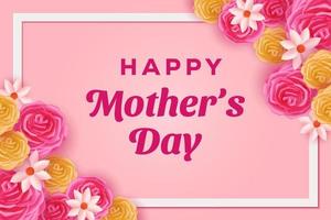 happy mother's day background illustration with floral and frame vector