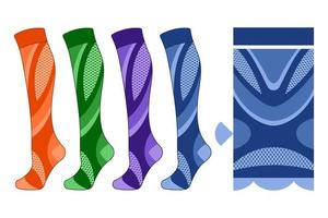 set sports compression socks mockup pattern template isolated vector