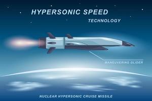 rocket hypersonic speed flight glider realistic cartoon background vector