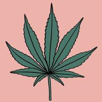 simplicidad hoja de cannabis dibujo a mano alzada diseño plano. vector