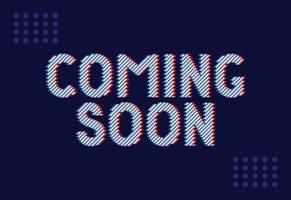 Coming soon vector lettering. Promotion or announcement banner. Design text element, web banner.