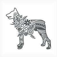 Animal Mandala with Flower, vector illustration.