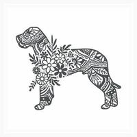 Dog Mandala with Flower, vector illustration.