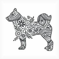 Animal Mandala with Flower, vector illustration.