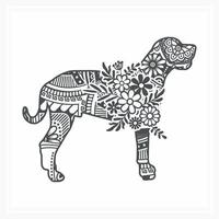 mandala de perro con flor, ilustración vectorial. vector