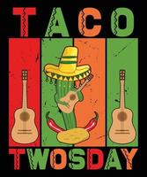 Taco Twos day 2nd Birthday Party T-Shirt Design vector