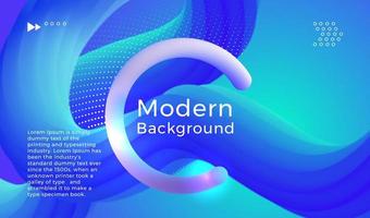 Modern background design with 3d flow shape and circle. Vector illustration with blue gradient.