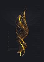 Abstract cover page design with shiny golden particle wave on dark background. conceptual element design. Modern vector illustration.