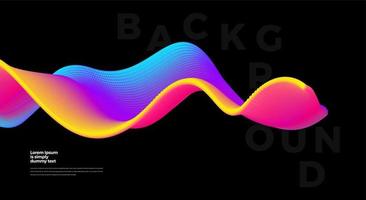 Abstract background with colorful emitted particle line wave. Conceptual element design template. Modern vector illustration.