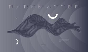 Abstract dynamic wavy emitted dark particles background. Conceptual element design template. Modern vector illustration.