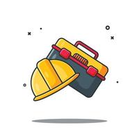 Helmet and Tool Box Cartoon Illustrations vector