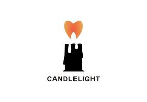 logo illustration candle with love fire design vector