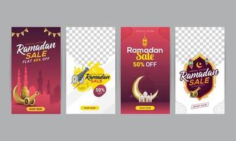 Ramadan sale social media stories banner discount template vector