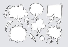 Hand drawn set of speech bubbles isolated on white background. vector