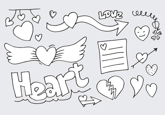 Set of love. Hand drawing. Doodle style. for your design.