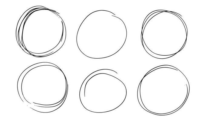 Hand drawn circle outline sketch set. Circular scribble vector circle round for design element on white background.