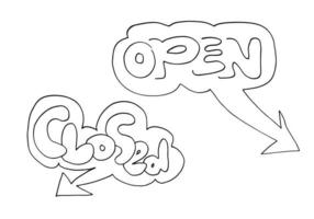 Open Sign Closed. for use in cafes, buildings, shops and others vector