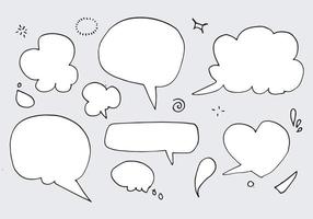 Hand drawn set of speech bubbles isolated on white background. vector