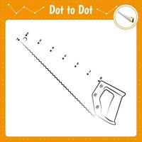 Educational game for preschool children. Vector illustration. Connect the dots. Saw