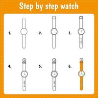 Drawing lesson for children. How draw a wrist watch.