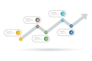 Infographics arrow timeline with 5 data template. Vector illustration abstract background. Can be used for workflow layout, business step, banner, web design.