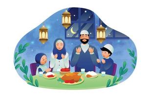 Iftar Activity Together with Family in Ramadan vector