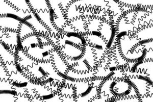 Black and white springs, abstract background with swirls and twirls, flexing black zigzag springs on white background. vector