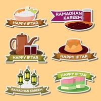 Ramadhan Month Iftar Stickers Set vector