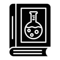 icono de glifo de libro de química vector