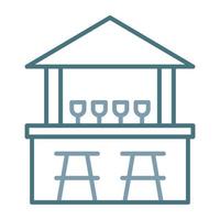 Beach Bar Line Two Color Icon vector