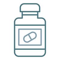 Icono de línea de botella de píldoras de dos colores vector