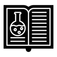 icono de glifo de libro abierto de química vector