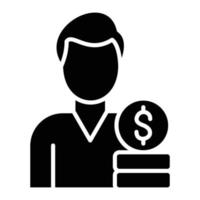 Male Financial Advisor Glyph Icon vector