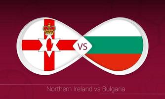 irlanda del norte vs bulgaria en competición de fútbol, grupo c. versus icono en el fondo del fútbol. vector