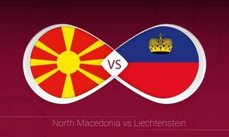 North Macedonia vs Liechtenstein in Football Competition, Group J. Versus icon on Football background. vector