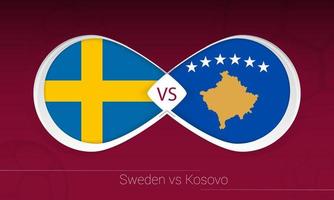 Sweden vs Kosovo in Football Competition, Group B. Versus icon on Football background. vector