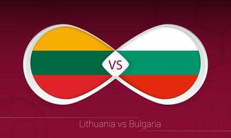 Lithuania vs Bulgaria in Football Competition, Group C. Versus icon on Football background. vector