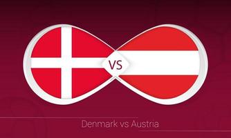 Denmark vs Austria in Football Competition, Group F. Versus icon on Football background. vector