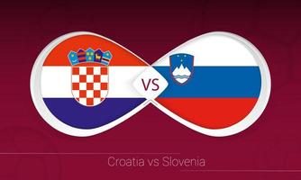 Croatia vs Slovenia in Football Competition, Group H. Versus icon on Football background. vector