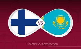 Finland vs Kazakhstan in Football Competition, Group D. Versus icon on Football background. vector